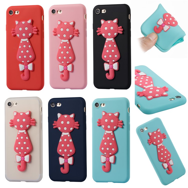 Cute 3D Cat Soft TPU Back Phone Case for iPhone 8 Plus / 7 Plus - Black-7