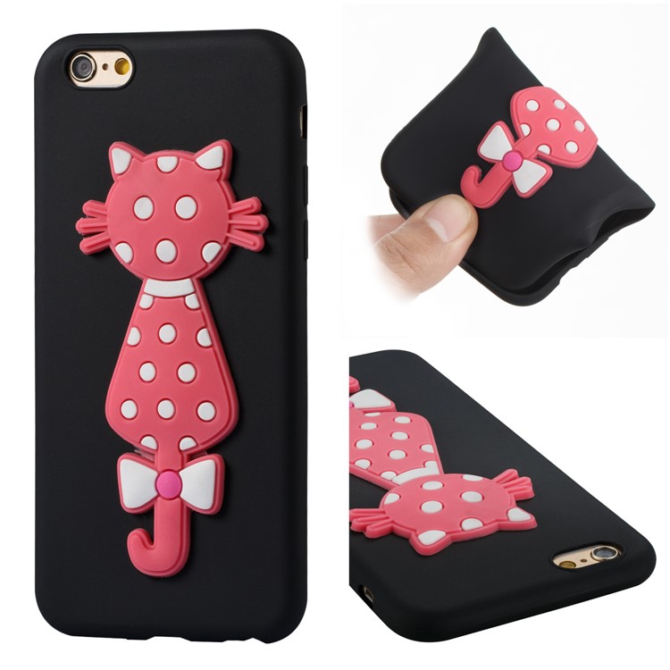 For iPhone 6s / 6 Adorable 3D Cat Soft TPU Mobile Case - Black-1