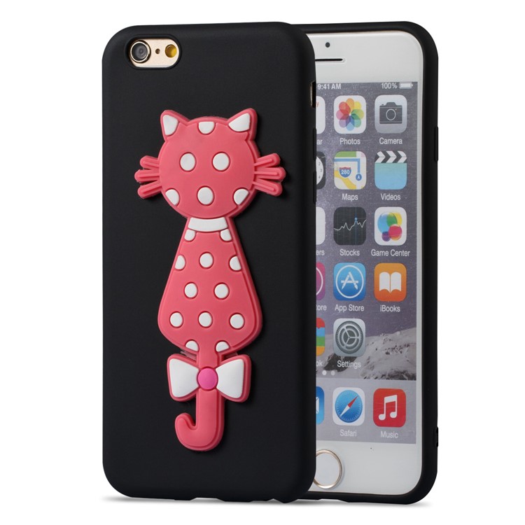 For iPhone 6s / 6 Adorable 3D Cat Soft TPU Mobile Case - Black-2