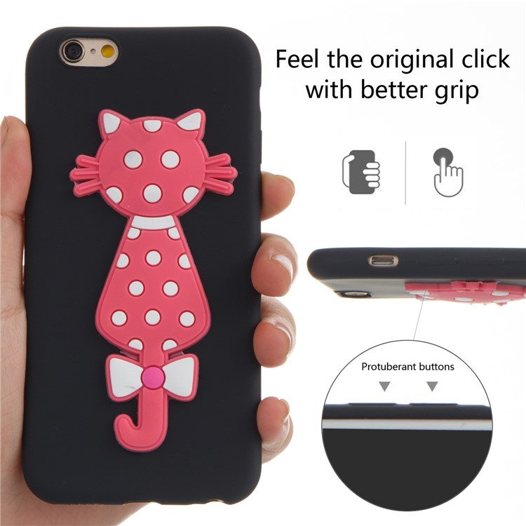 For iPhone 6s / 6 Adorable 3D Cat Soft TPU Mobile Case - Black-4