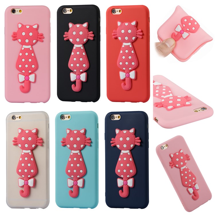 For iPhone 6s / 6 Adorable 3D Cat Soft TPU Mobile Case - Black-7