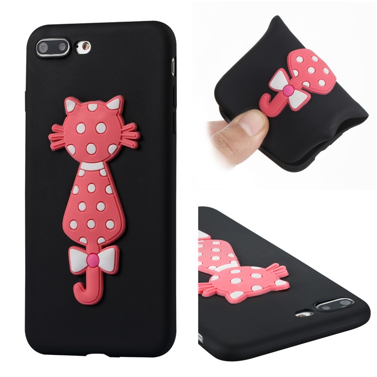 Adorable 3D Cat Pattern TPU Case for iPhone 8 Plus / 7 Plus - Black-1