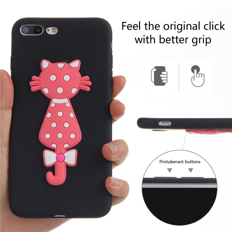 Adorable 3D Cat Pattern TPU Case for iPhone 8 Plus / 7 Plus - Black-5