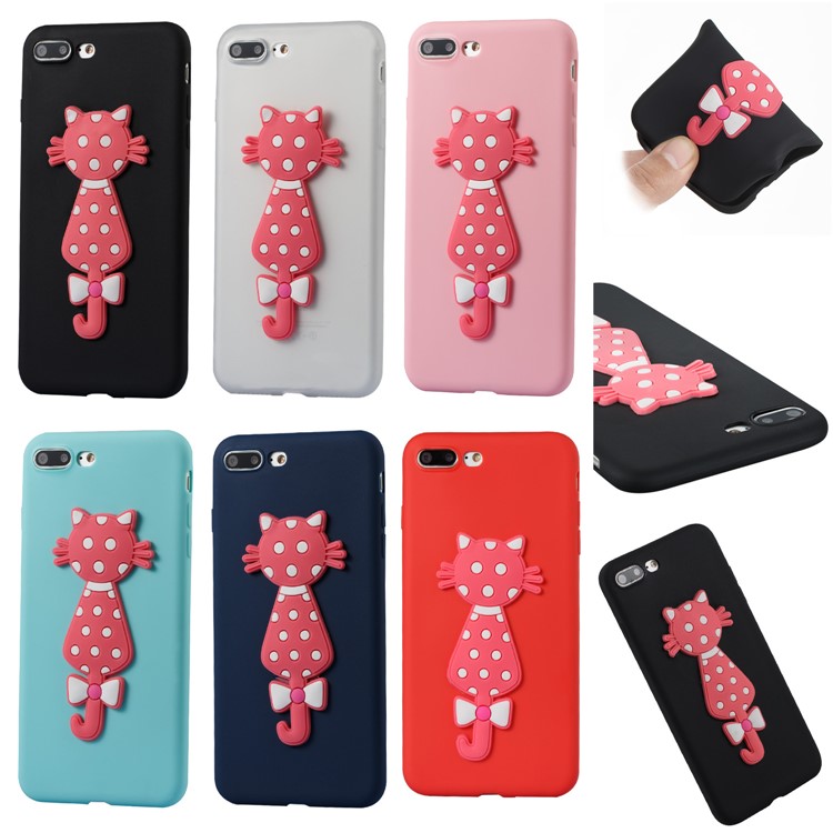 Adorable 3D Cat Pattern TPU Case for iPhone 8 Plus / 7 Plus - Black-7