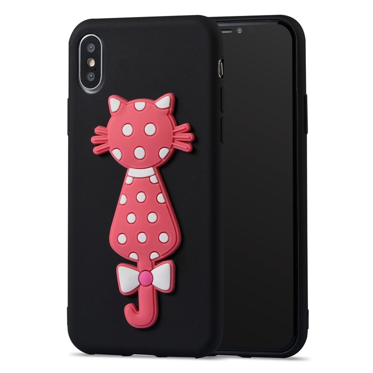 Lovely 3D Cat Soft TPU Mobile Case for iPhone X/10 - Black-2