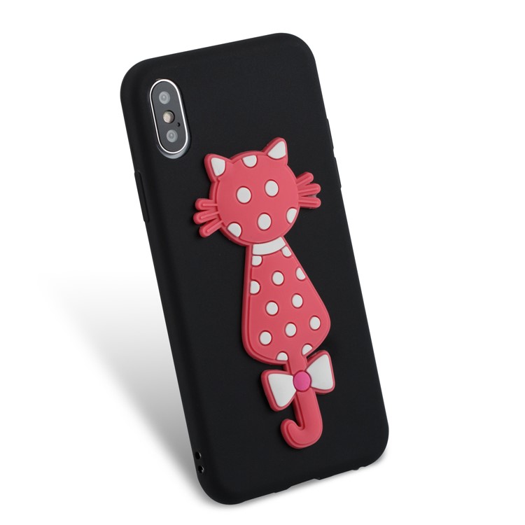 Lovely 3D Cat Soft TPU Mobile Case for iPhone X/10 - Black-3