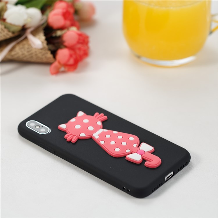 Lovely 3D Cat Soft TPU Mobile Case for iPhone X/10 - Black-4