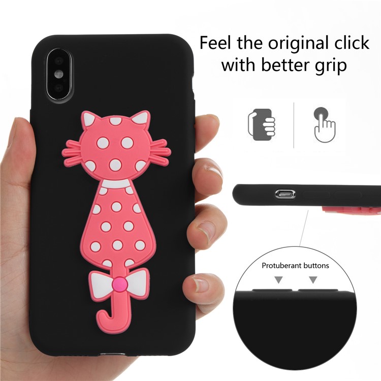 Lovely 3D Cat Soft TPU Mobile Case for iPhone X/10 - Black-6