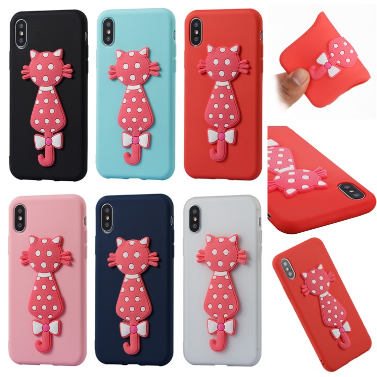 Lovely 3D Cat Soft TPU Mobile Case for iPhone X/10 - Black-7