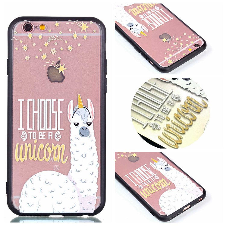 Embossment Pattern Rubberized TPU + PC Hybrid Case for iPhone 6s 6 - I Choose to Be a Unicorn-2