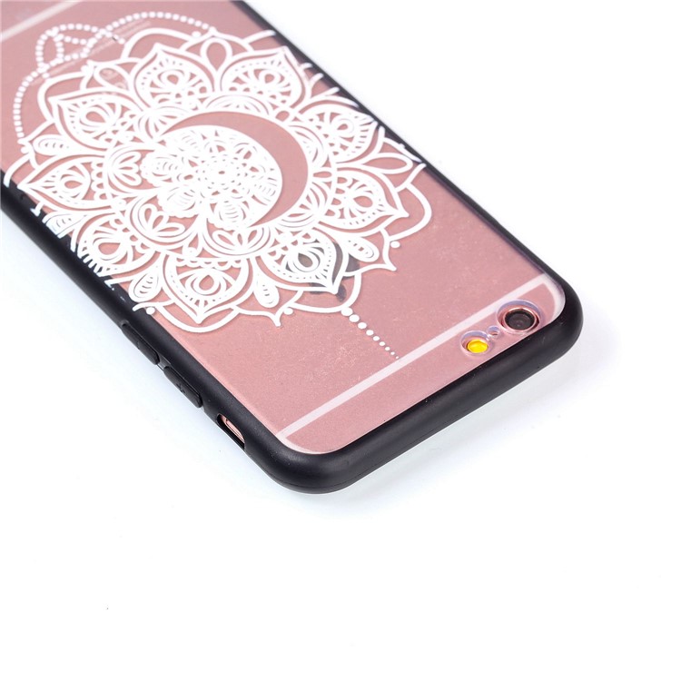Embossment Pattern Rubberized TPU Gel Case for iPhone 6s Plus / 6 Plus - White Henna Lotus-4