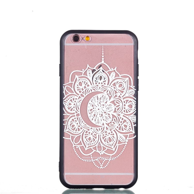 Embossment Pattern Rubberized TPU Gel Case for iPhone 6s Plus / 6 Plus - White Henna Lotus-6