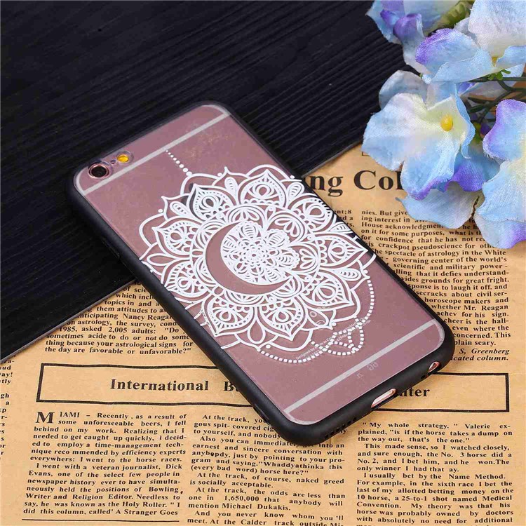 Embossment Pattern Rubberized TPU Gel Case for iPhone 6s Plus / 6 Plus - White Henna Lotus-9