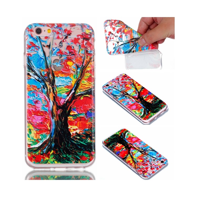 Rubberized Embossed Soft Slim TPU Mobile Phone Cover for iPhone 6s Plus / 6 Plus 5.5 inch - Tree Trunk-1