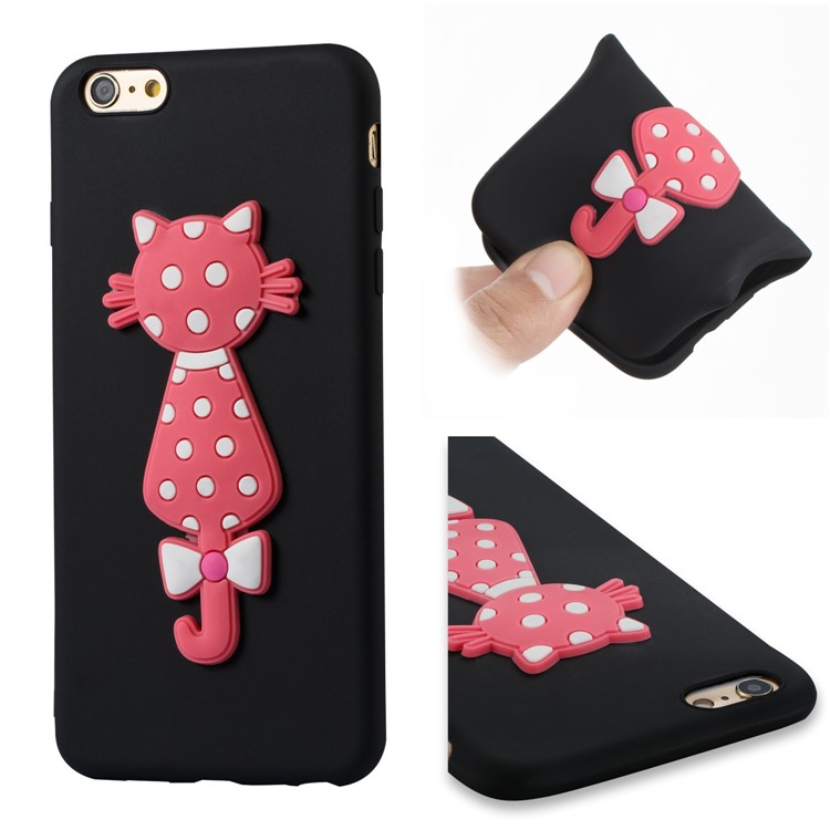 Cute 3D Cat TPU Soft Phone Casing for iPhone 6S Plus/6 Plus - Black-1
