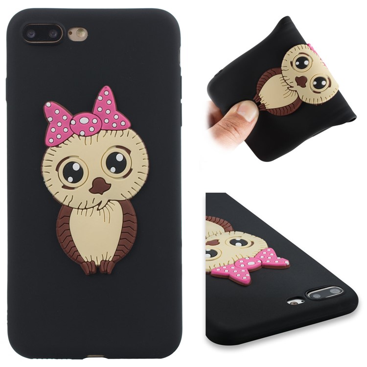 Cute 3D Female Owl Pattern TPU Soft Phone Case for iPhone 8 Plus / 7 Plus - Black-1