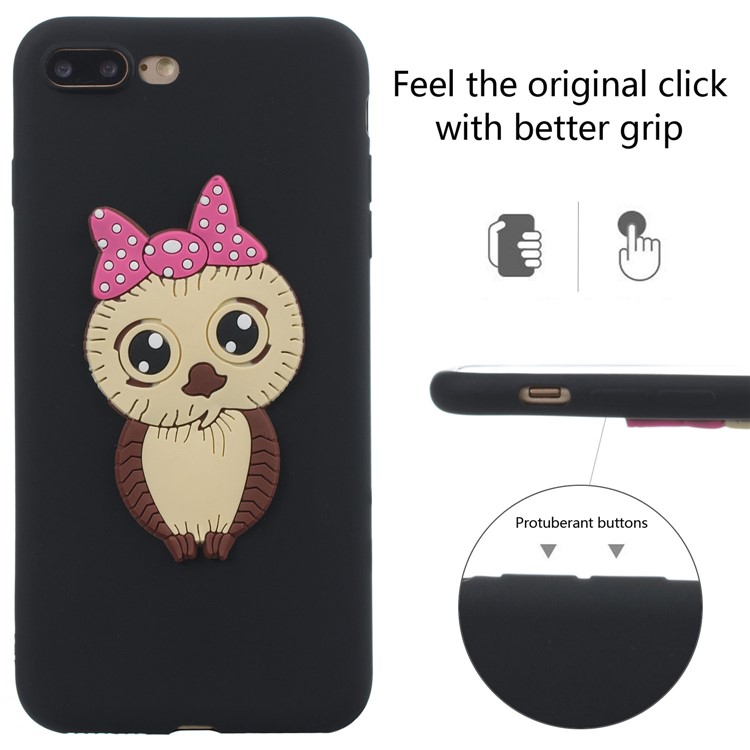 Cute 3D Female Owl Pattern TPU Soft Phone Case for iPhone 8 Plus / 7 Plus - Black-3