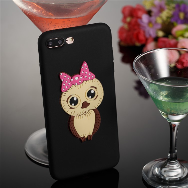 Cute 3D Female Owl Pattern TPU Soft Phone Case for iPhone 8 Plus / 7 Plus - Black-4