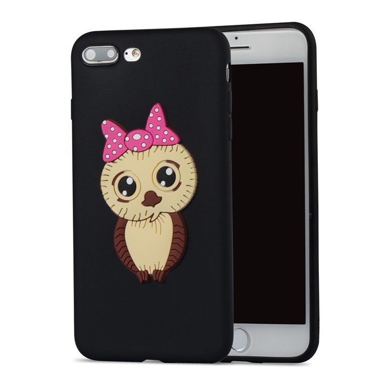 Cute 3D Female Owl Pattern TPU Soft Phone Case for iPhone 8 Plus / 7 Plus - Black-5