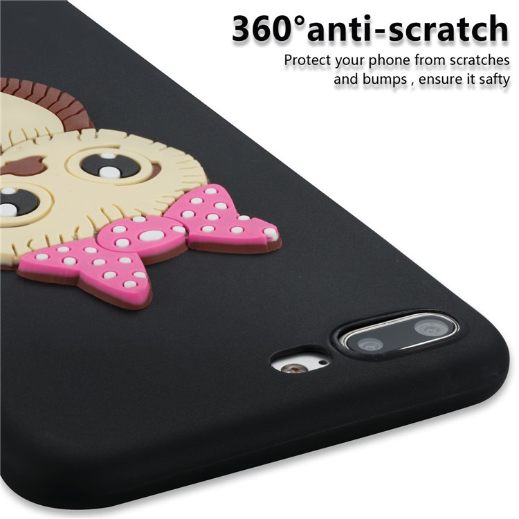 Cute 3D Female Owl Pattern TPU Soft Phone Case for iPhone 8 Plus / 7 Plus - Black-6