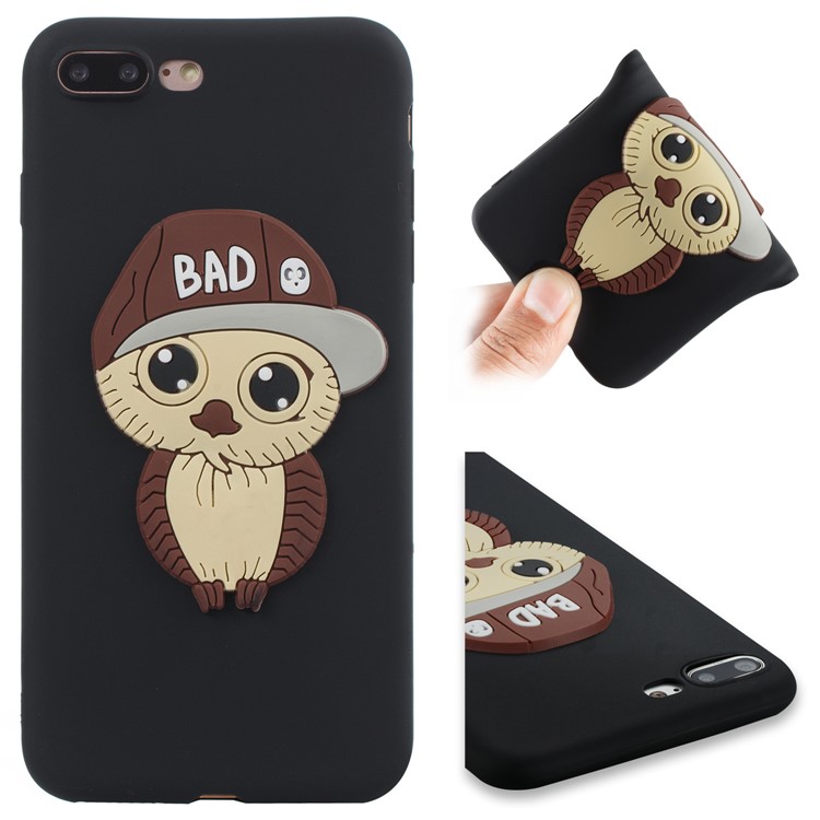 Cute 3D Male Owl TPU Soft Phone Case for iPhone 8 Plus/7 Plus 5.5 inch - Black-1