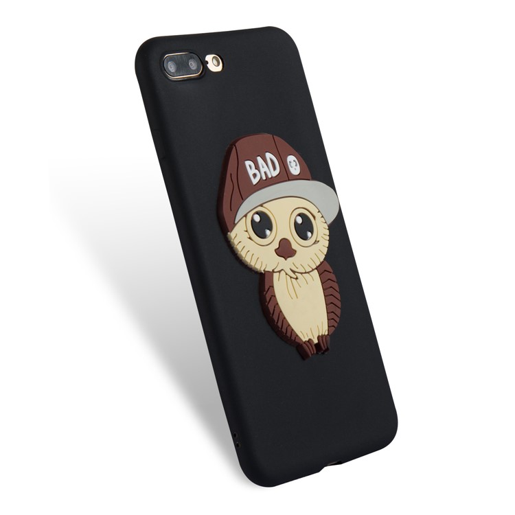 Cute 3D Male Owl TPU Soft Phone Case for iPhone 8 Plus/7 Plus 5.5 inch - Black-3