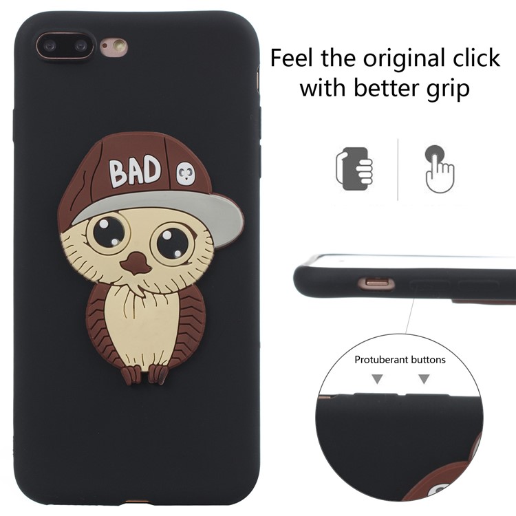 Cute 3D Male Owl TPU Soft Phone Case for iPhone 8 Plus/7 Plus 5.5 inch - Black-4