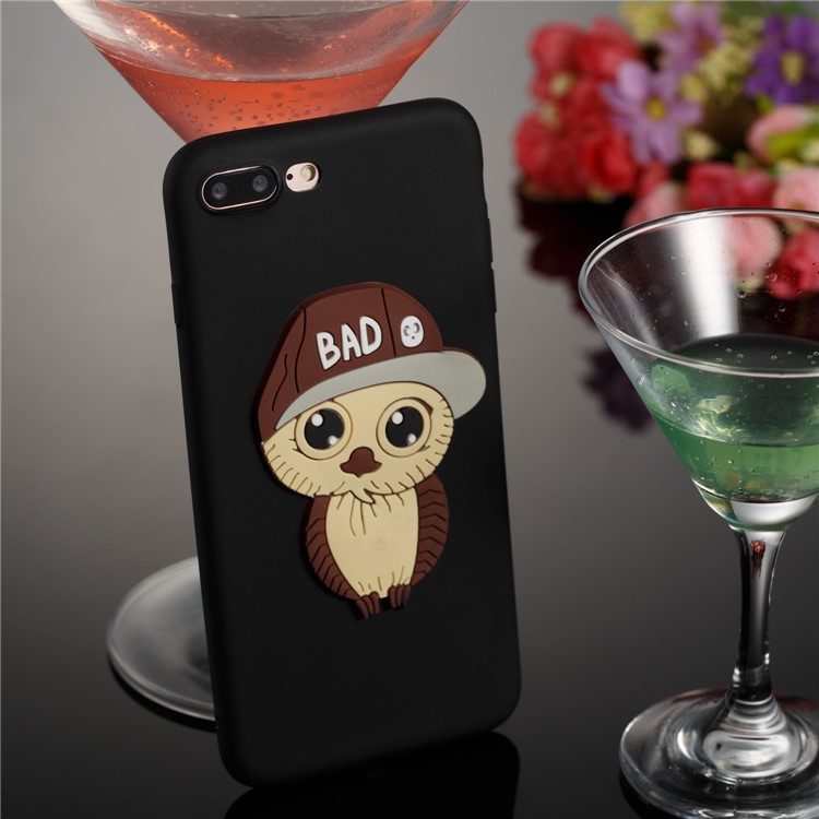Cute 3D Male Owl TPU Soft Phone Case for iPhone 8 Plus/7 Plus 5.5 inch - Black-6