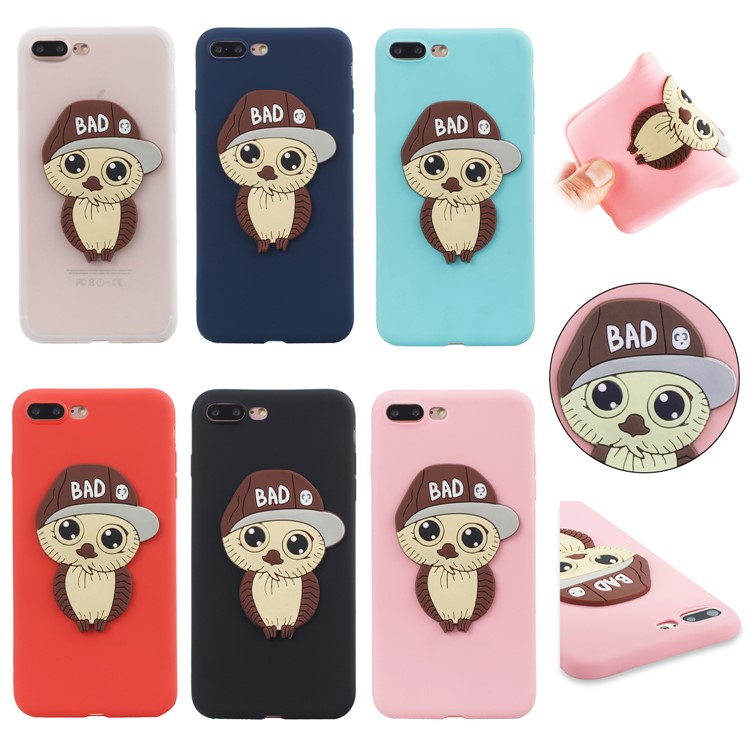 Cute 3D Male Owl TPU Soft Phone Case for iPhone 8 Plus/7 Plus 5.5 inch - Black-7
