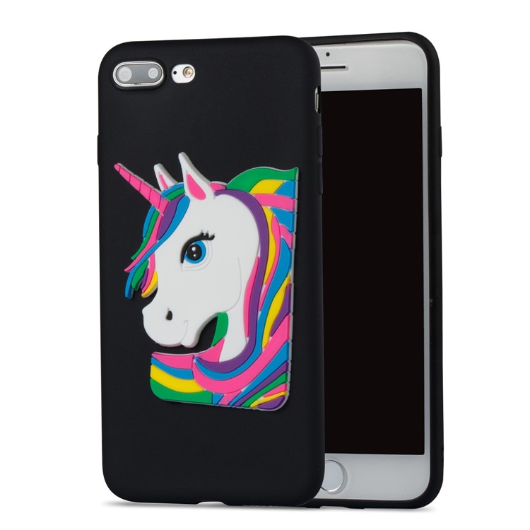 Lovely 3D Unicorn Soft TPU Cover for iPhone 8 Plus / 7 Plus - Black-2