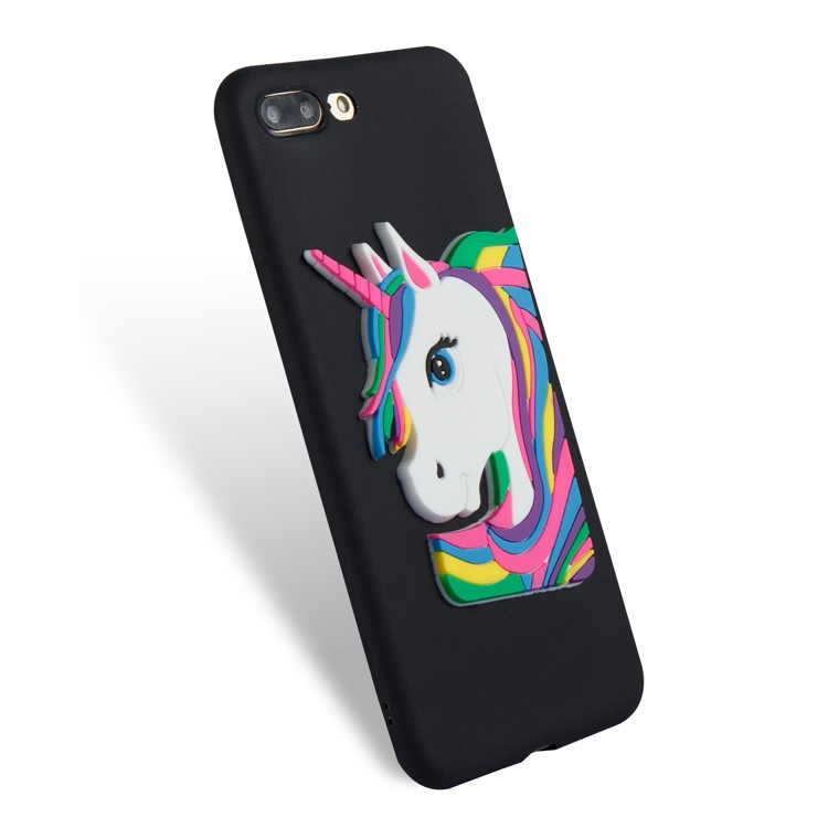 Lovely 3D Unicorn Soft TPU Cover for iPhone 8 Plus / 7 Plus - Black-3