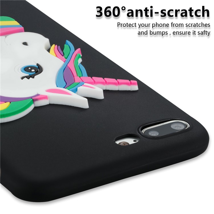 Lovely 3D Unicorn Soft TPU Cover for iPhone 8 Plus / 7 Plus - Black-4