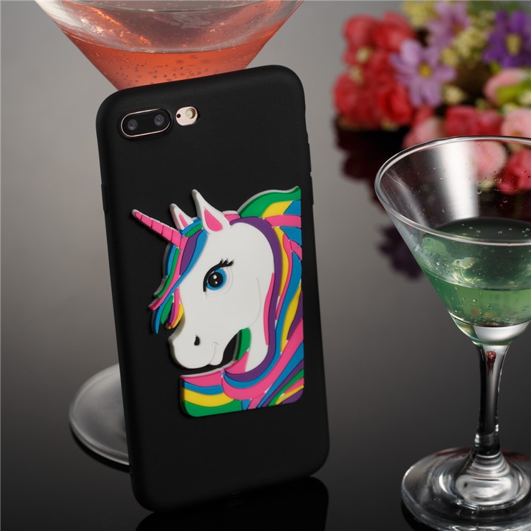 Lovely 3D Unicorn Soft TPU Cover for iPhone 8 Plus / 7 Plus - Black-5