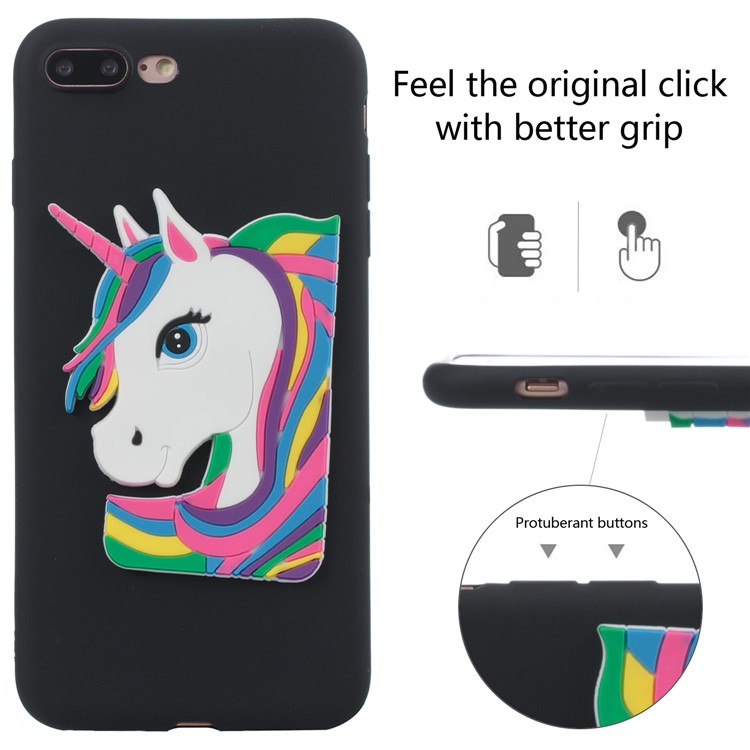 Lovely 3D Unicorn Soft TPU Cover for iPhone 8 Plus / 7 Plus - Black-6