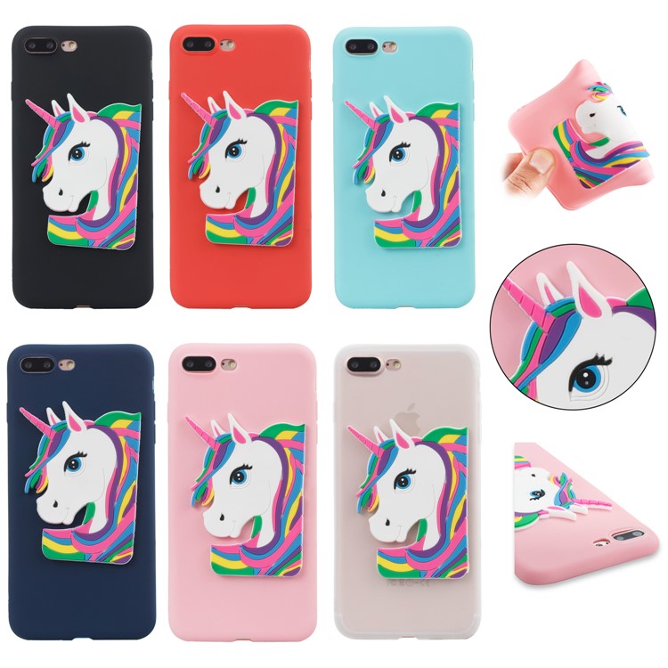 Lovely 3D Unicorn Soft TPU Cover for iPhone 8 Plus / 7 Plus - Black-7