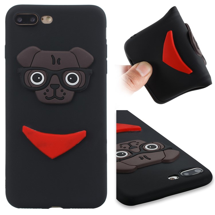 Cute 3D Puppy TPU Soft Phone Case for iPhone 8 Plus/7 Plus 5.5 inch - Black-1