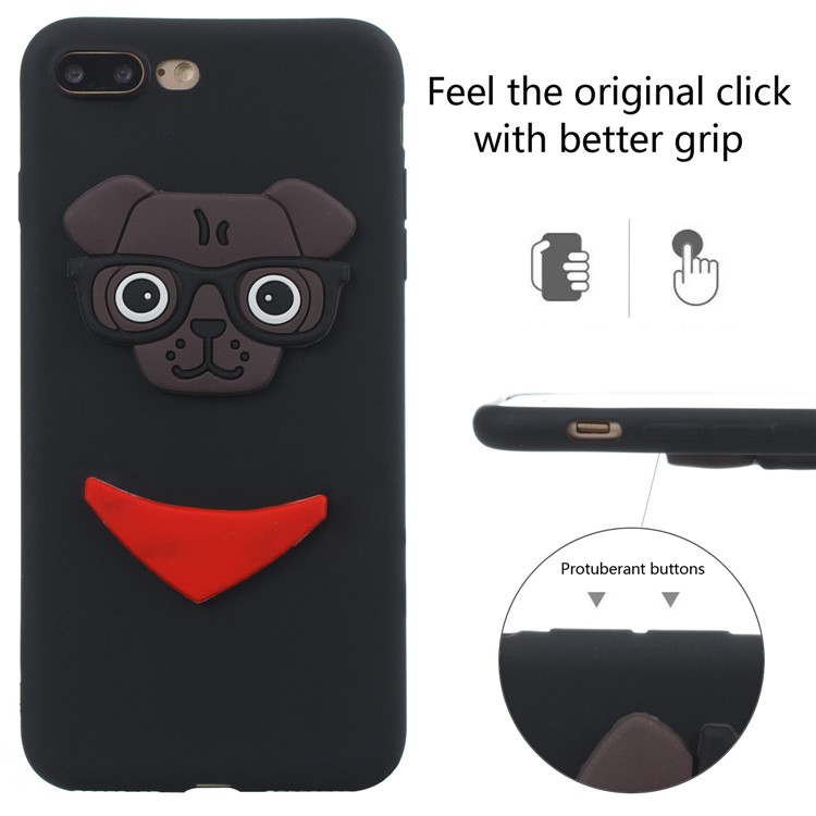 Cute 3D Puppy TPU Soft Phone Case for iPhone 8 Plus/7 Plus 5.5 inch - Black-4