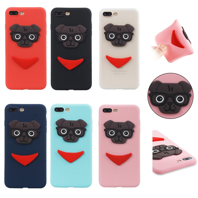 Cute 3D Puppy TPU Soft Phone Case for iPhone 8 Plus/7 Plus 5.5 inch - Black-7
