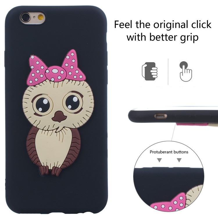 Lovely 3D Owl with Bowknot Pattern TPU Case for iPhone 6s 6 - Black-2