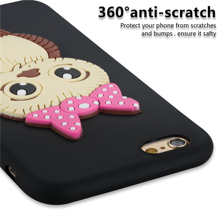 Lovely 3D Owl with Bowknot Pattern TPU Case for iPhone 6s 6 - Black-5