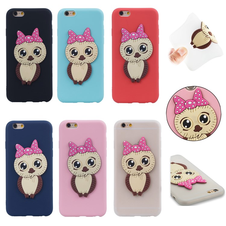 Lovely 3D Owl with Bowknot Pattern TPU Case for iPhone 6s 6 - Black-7