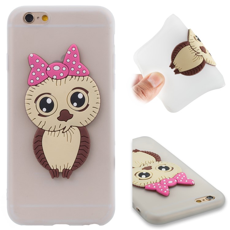 

Lovely 3D Owl with Bowknot Pattern TPU Shell Case for iPhone 6s 6 - White