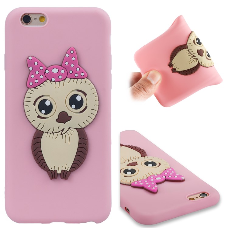 

Lovely 3D Owl with Bowknot Pattern TPU Cover for iPhone 6s 6 - Pink