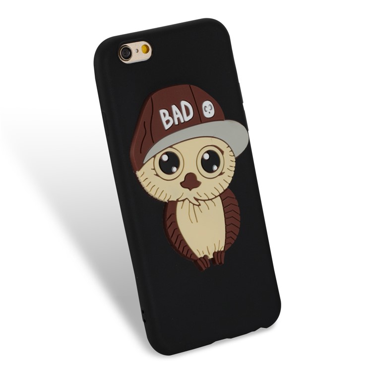 Cute 3D Owl with Cap Pattern TPU Case for iPhone 6s 6 - Black-3