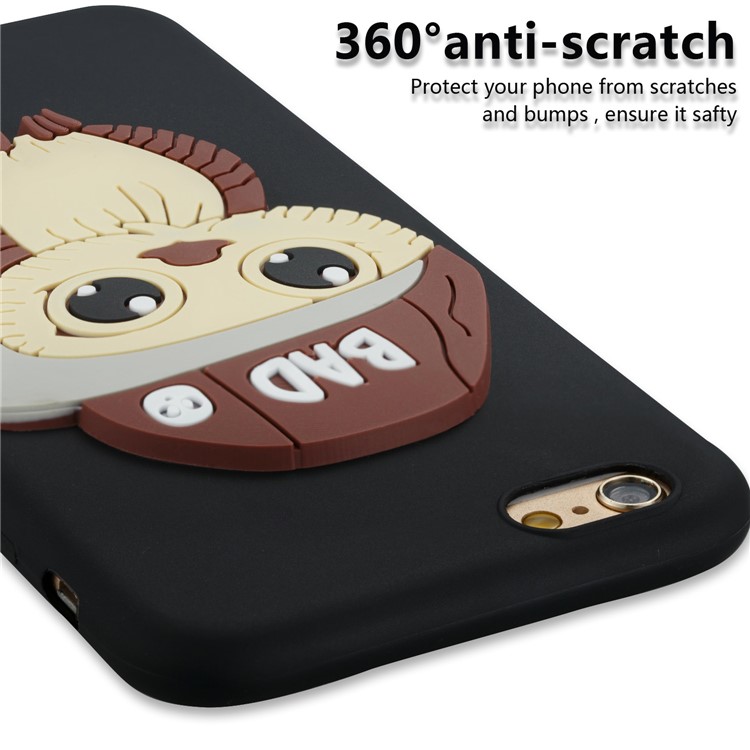Cute 3D Owl with Cap Pattern TPU Case for iPhone 6s 6 - Black-5