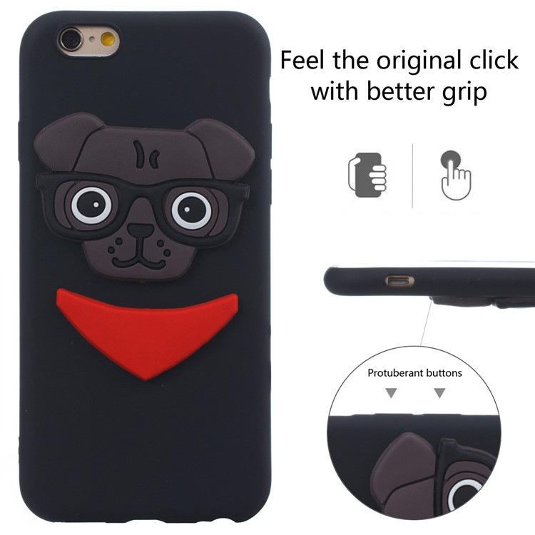Lovely 3D Dog Pattern TPU Case for iPhone 6s 6 - Black-4