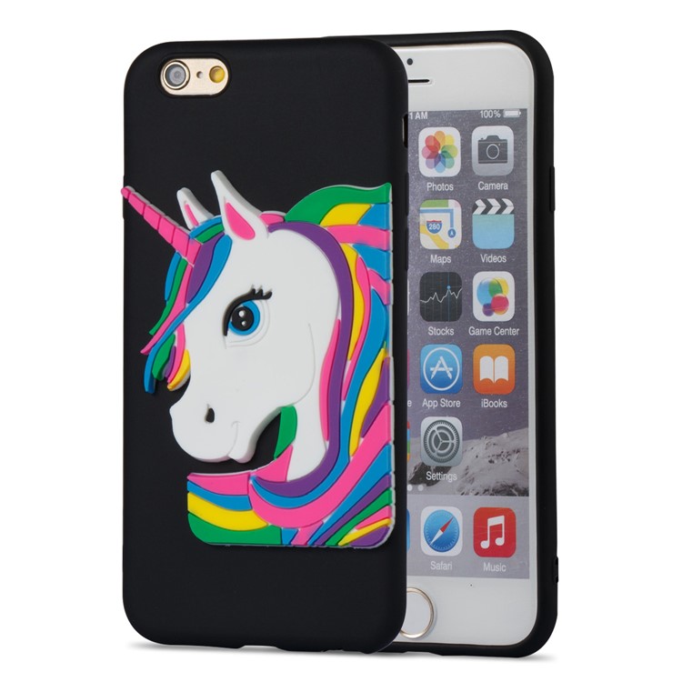 Lovely 3D Unicorn Pattern TPU Case for iPhone 6s 6 - Black-2