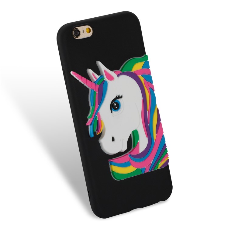 Lovely 3D Unicorn Pattern TPU Case for iPhone 6s 6 - Black-3