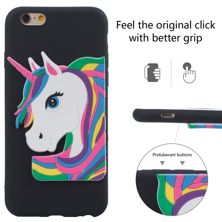 Lovely 3D Unicorn Pattern TPU Case for iPhone 6s 6 - Black-4