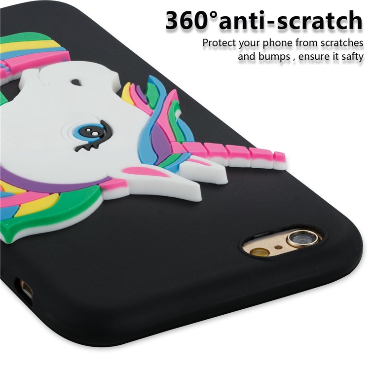 Lovely 3D Unicorn Pattern TPU Case for iPhone 6s 6 - Black-5